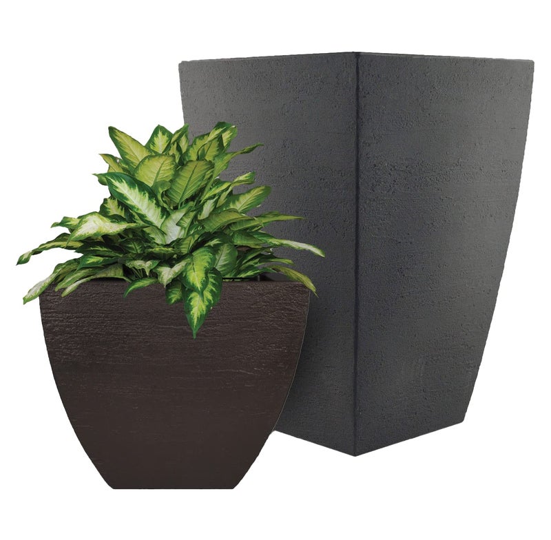 Tusco Products خزانة حديقة مربعة حديثة من تسكو، 16 بوصة، رمادي - Image 2